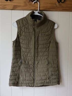 Columbia Women's Olive Green Quilted Sleeveless Vest OmniHeat Sz S